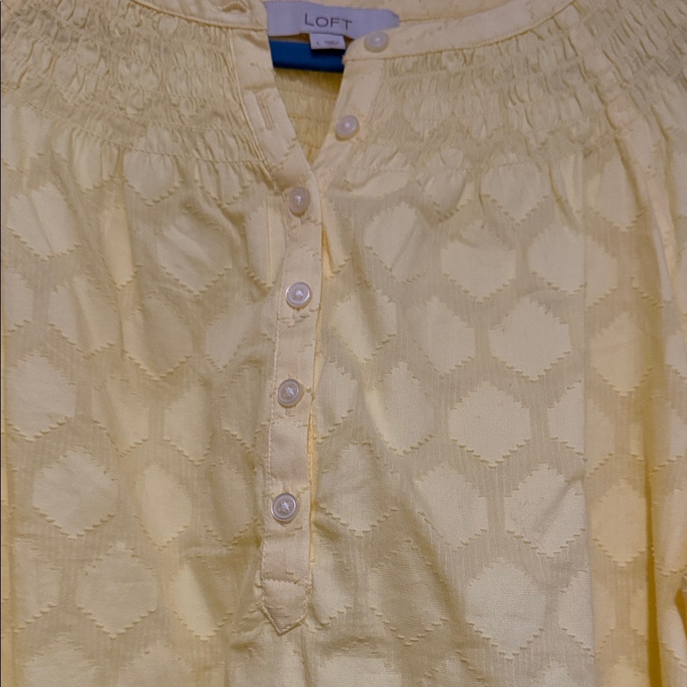LOFT Bright Yellow Textured Peasant Top - Picture 3 of 3